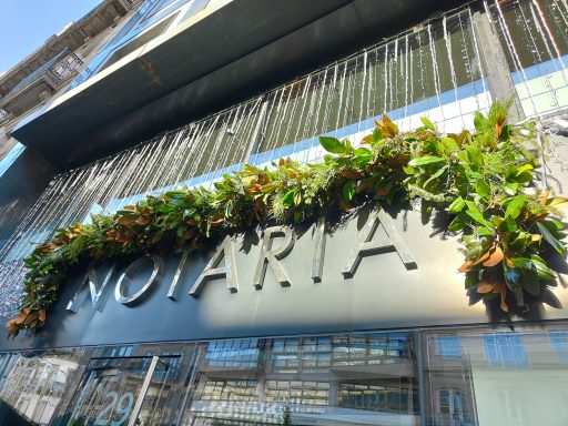 Fachada de la decoración navideña en la Notaria Mónica Alba en García Barbón Vigo 2022/23