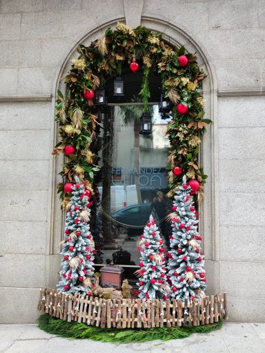 decoración navideña de la fachada de la Clínica Ulloa en Vigo
